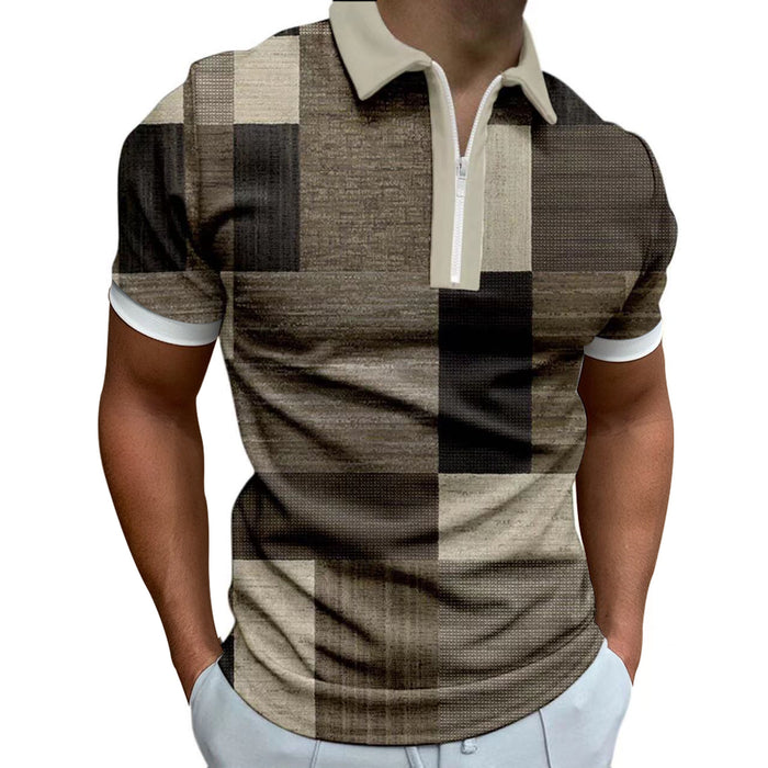 3D Digital Printing Zipper Polo Shirt