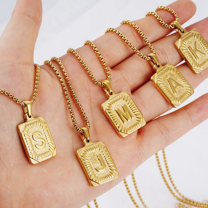 Minimalist 14k gold alphabet statement charm necklaces custom logo