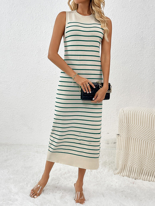 Slim Women Knitted Striped Long Fashion Dress