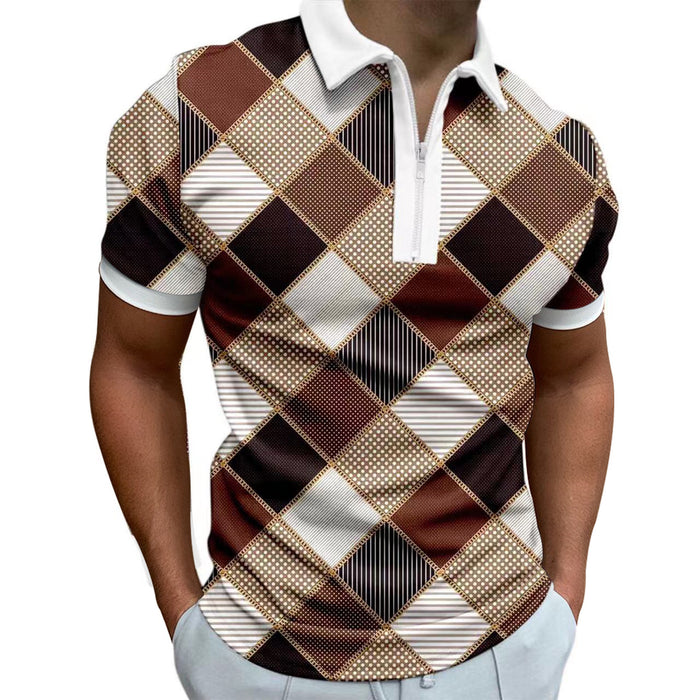 3D Digital Printing Zipper Polo Shirt