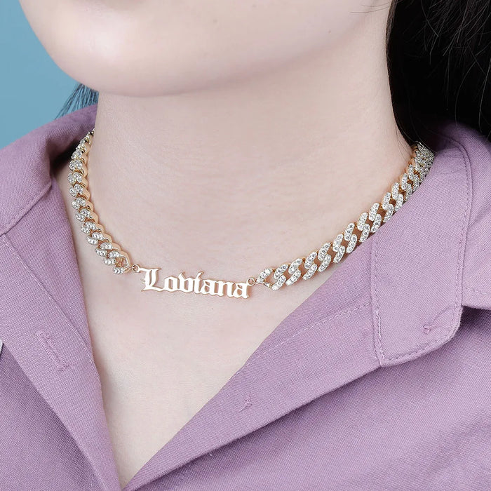 CUSTOM CUBAN GREEK NAME NECKLACE