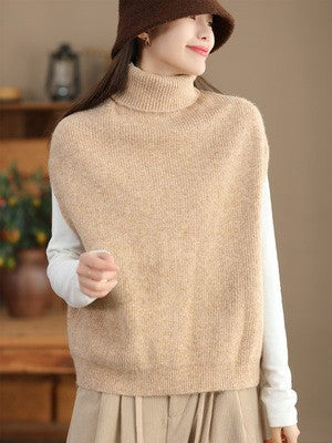 Pullover Sleeveless Turtleneck Knitting Sweater