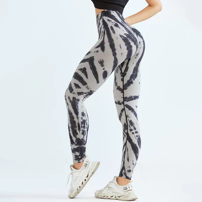 Seamless Tie-dye Print Yoga Pants