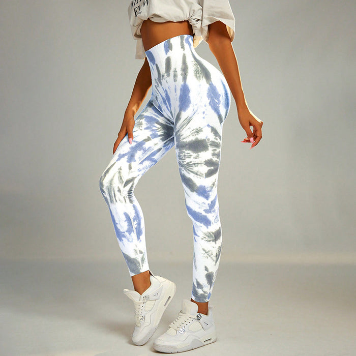 Seamless Tie-dye Print Yoga Pants