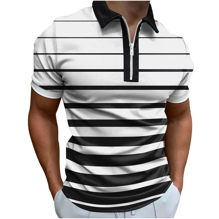 3D Digital Printing Zipper Polo Shirt