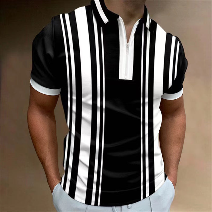 3D Digital Printing Zipper Polo Shirt