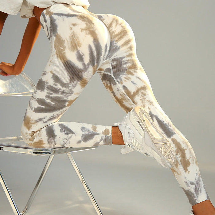 Seamless Tie-dye Print Yoga Pants