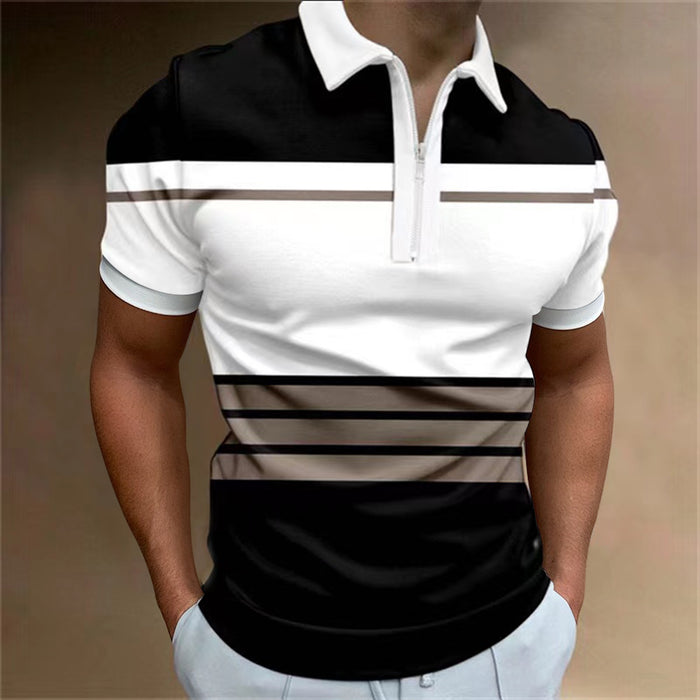 3D Digital Printing Zipper Polo Shirt