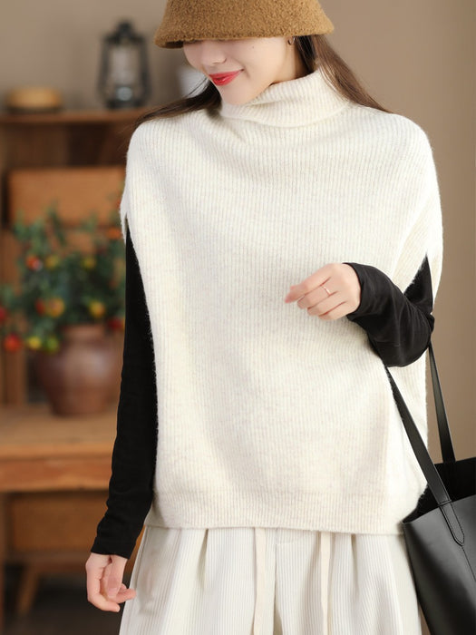 Pullover Sleeveless Turtleneck Knitting Sweater