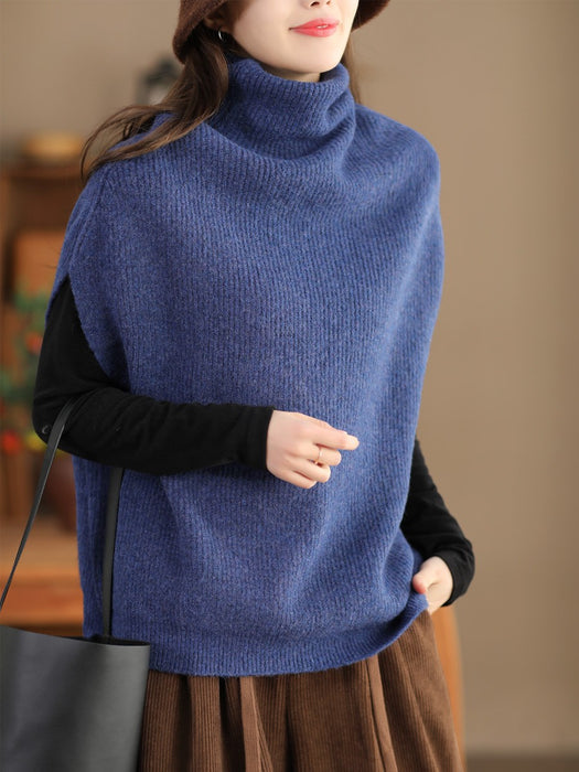 Pullover Sleeveless Turtleneck Knitting Sweater