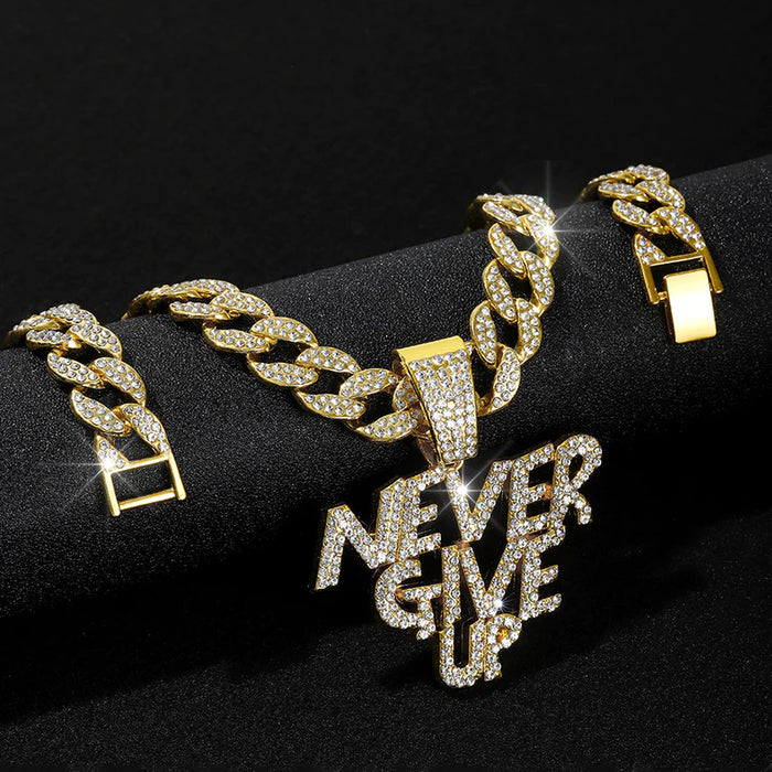 "NEVER GIVE UP" PENDANT