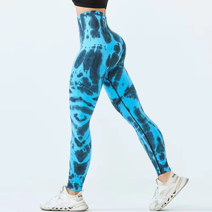 Seamless Tie-dye Print Yoga Pants