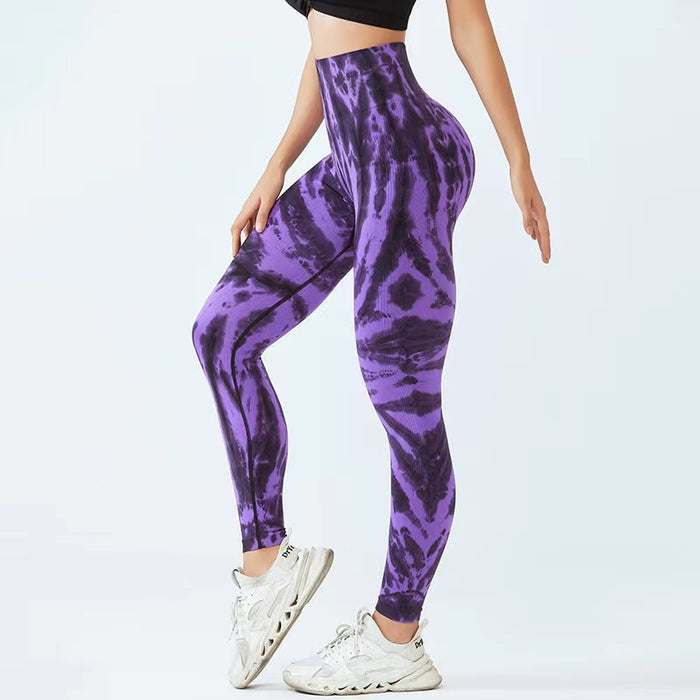 Seamless Tie-dye Print Yoga Pants