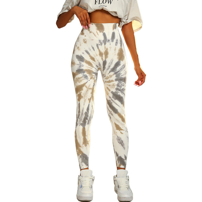 Seamless Tie-dye Print Yoga Pants