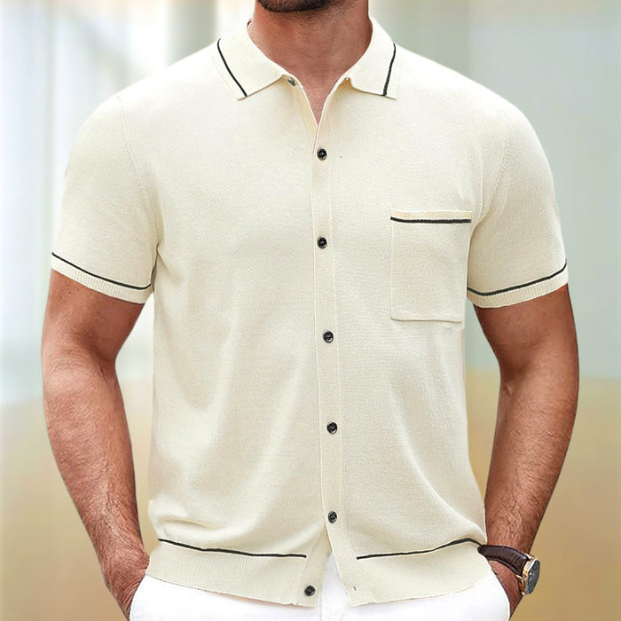 Men's Simple Tencel Short-sleeved Sweater