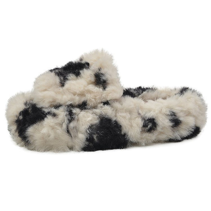 Spot Pattern Fluffy Slippers