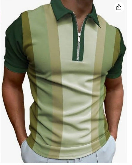 3D Digital Printing Zipper Polo Shirt