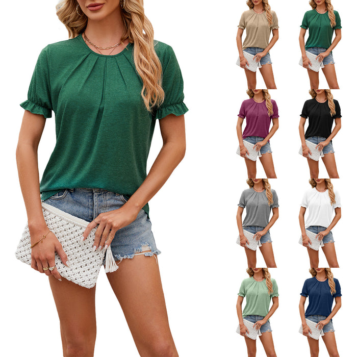 Round Neck Loose Short Sleeve T-shirt Top