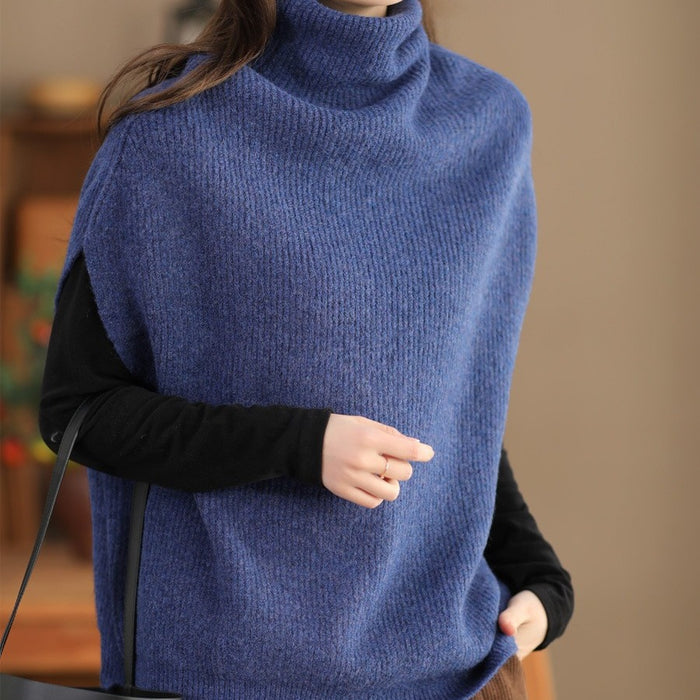 Pullover Sleeveless Turtleneck Knitting Sweater