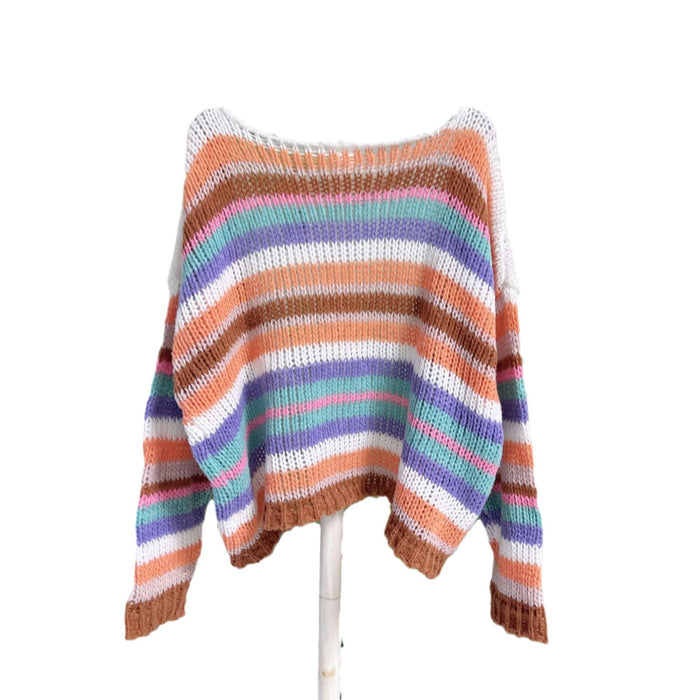 Rainbow Contrast Striped Knitted Cardigan Jacket