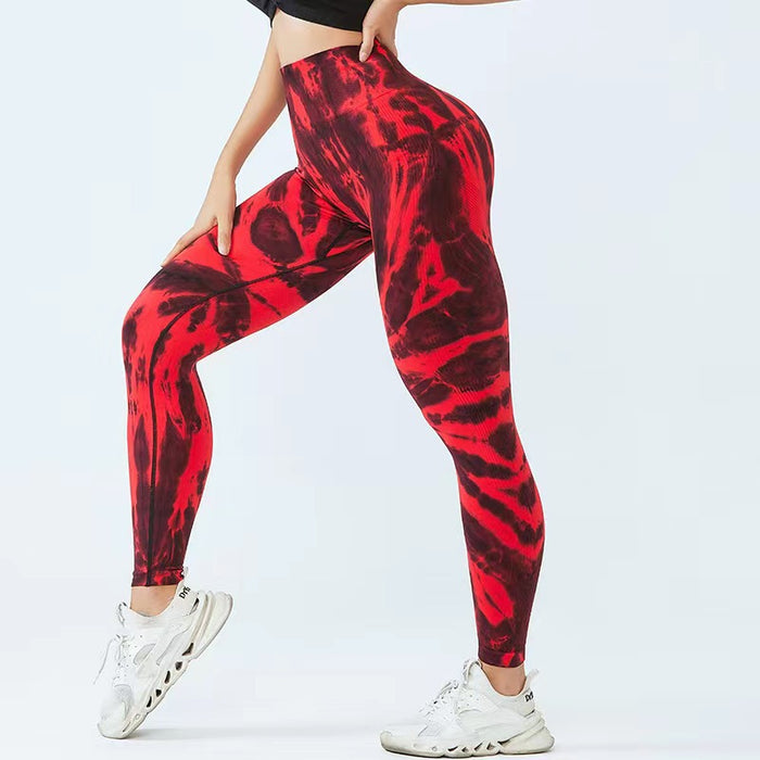 Seamless Tie-dye Print Yoga Pants