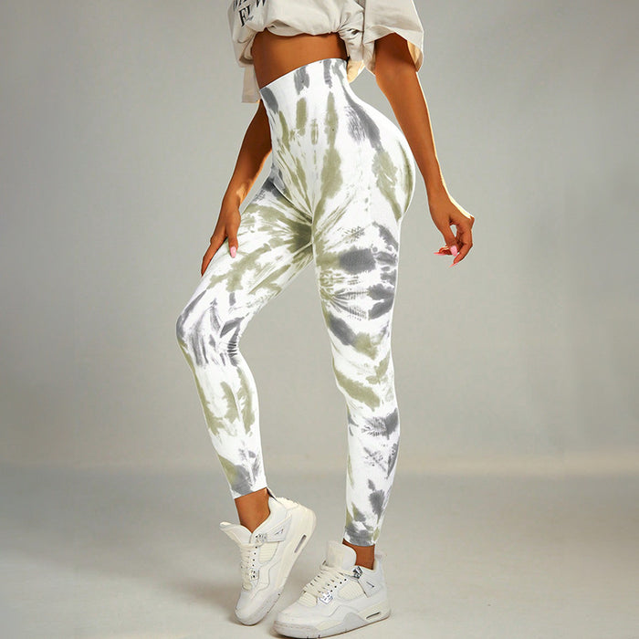 Seamless Tie-dye Print Yoga Pants