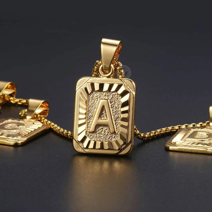 Square Initials Pendant Necklace