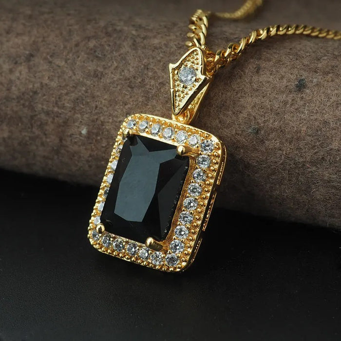 SQUARE GEMSTONE PENDANT CHAIN