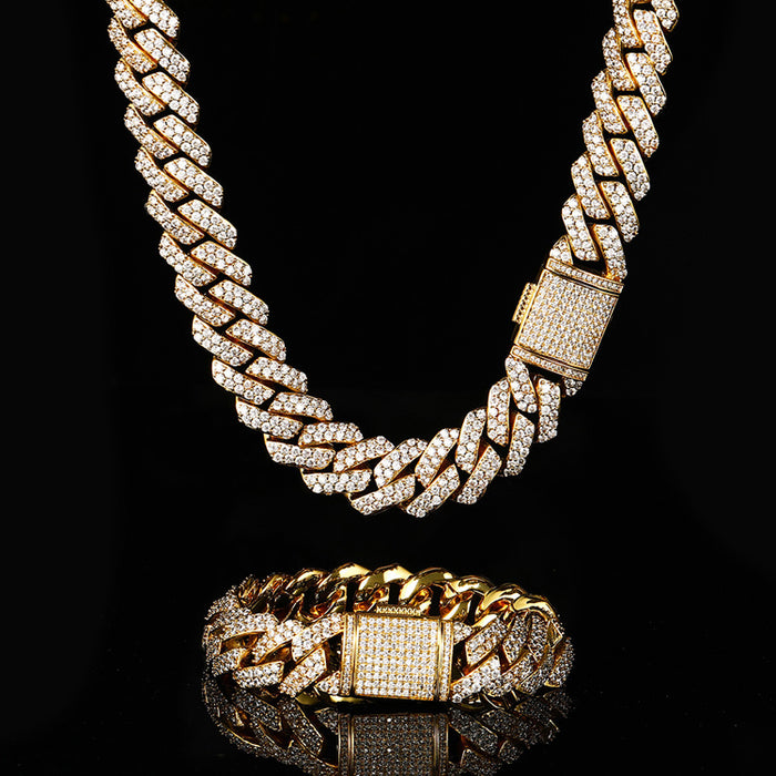 DIAMOND 14MM CUBAN CHAIN & FREE BRACELET BUNDLE