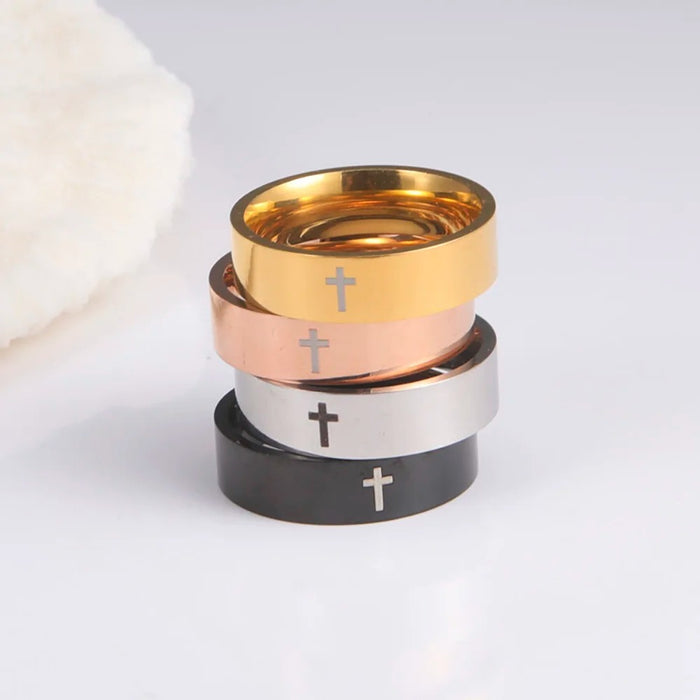 STAINLESS STEEL CROSS RING