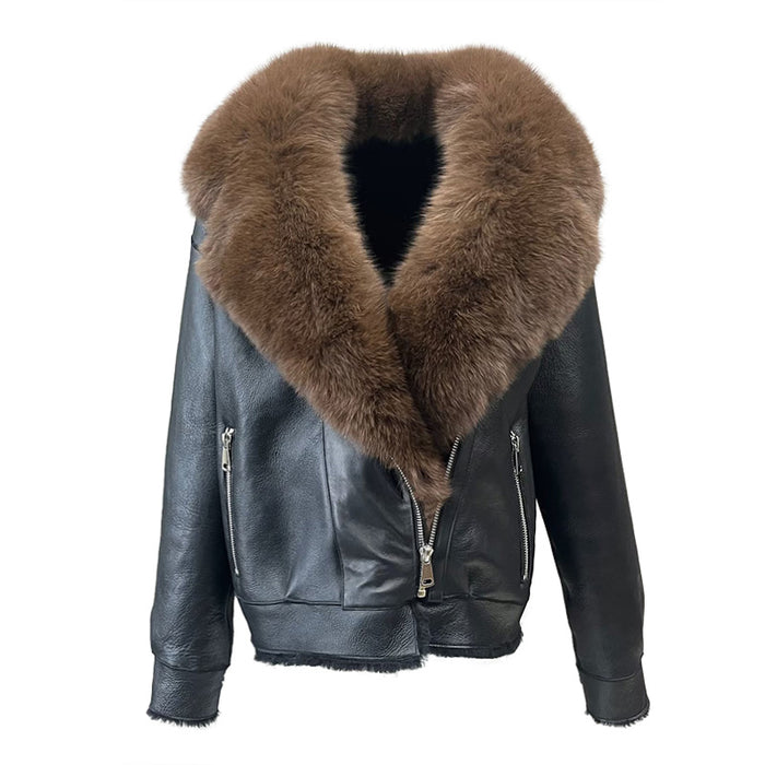 FOX FUR LEATHER JACKET