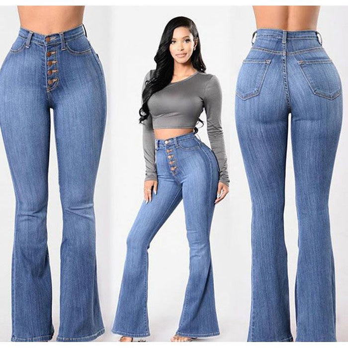 High-Waist Blue Flare Jeans