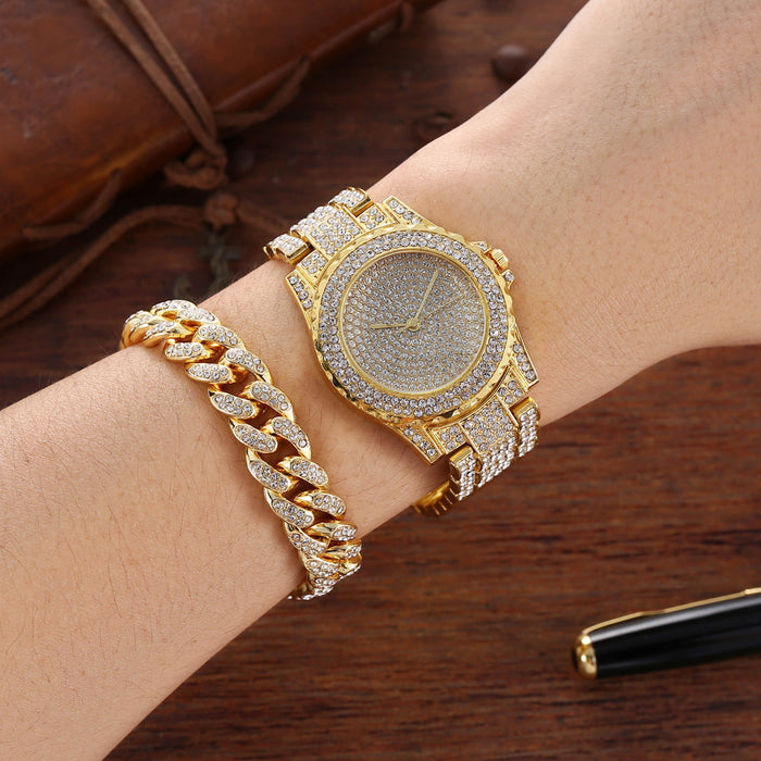 ICED GEOMETRIC BRACELET & WATCH SET