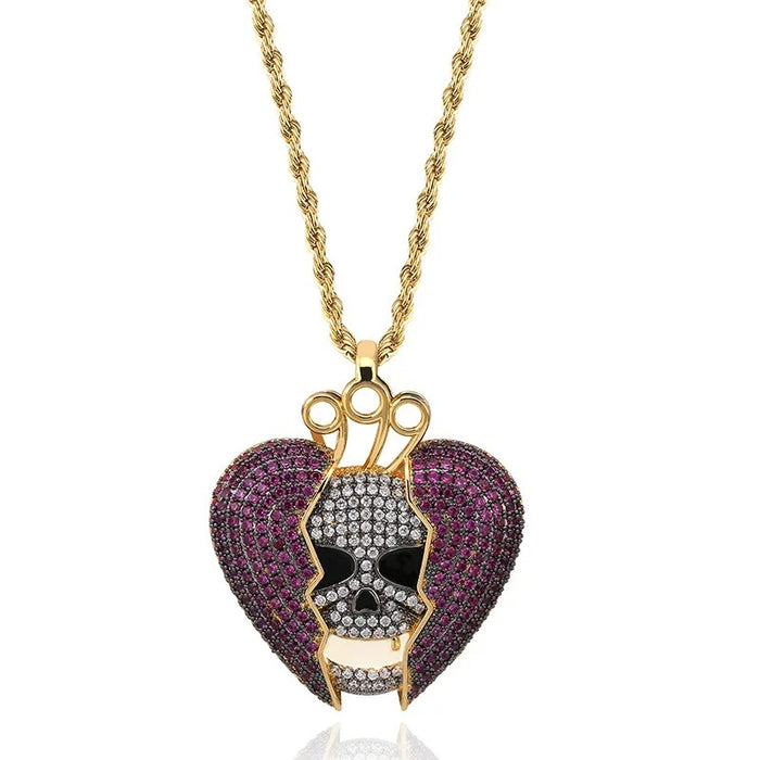 Broken Heart Skull Pendants