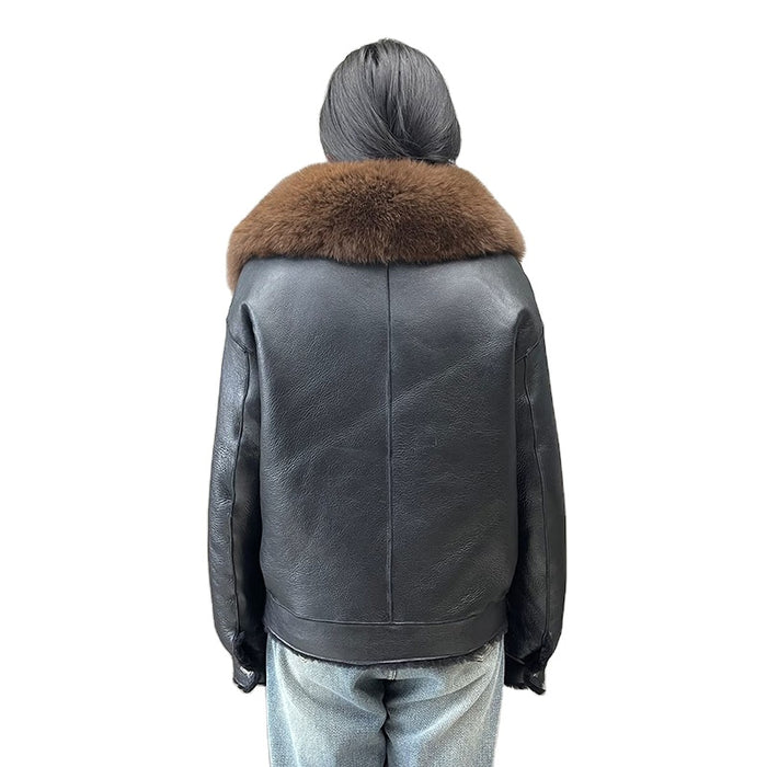 FOX FUR LEATHER JACKET