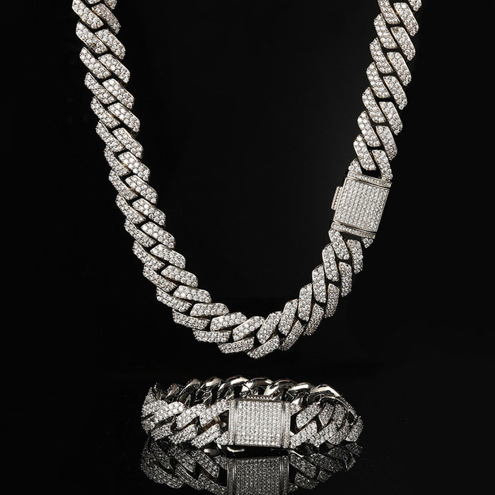 DIAMOND 14MM CUBAN CHAIN & FREE BRACELET BUNDLE