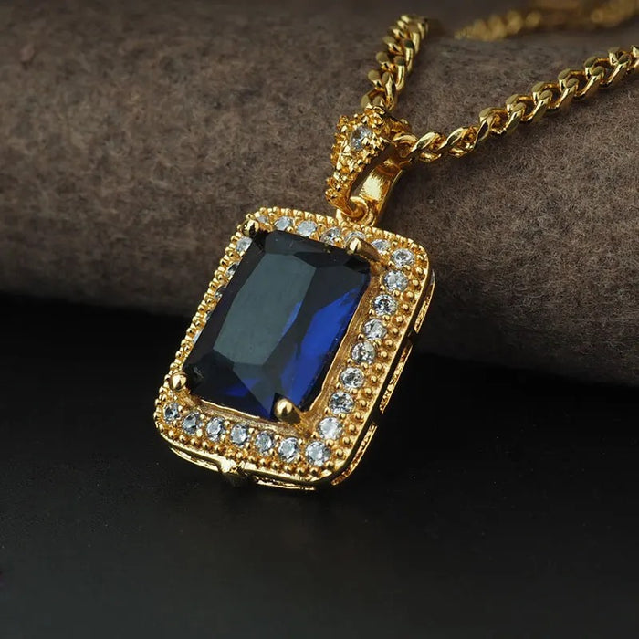 SQUARE GEMSTONE PENDANT CHAIN