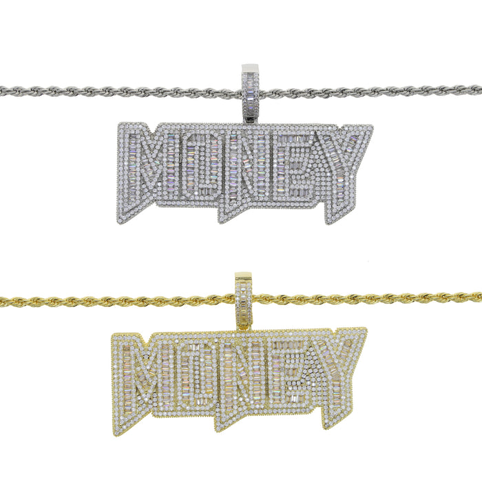 Iced Out  Rectangle "MONEY" Pendant