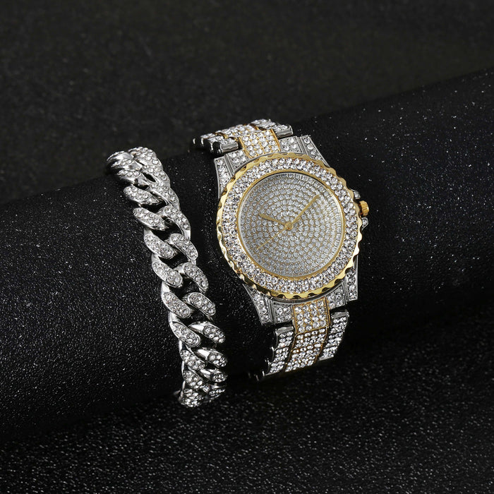 ICED GEOMETRIC BRACELET & WATCH SET