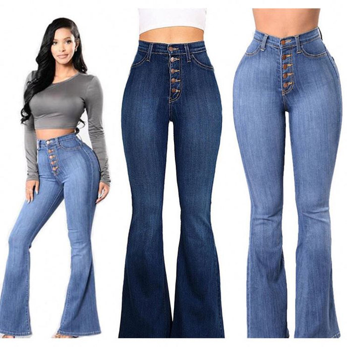 High-Waist Blue Flare Jeans