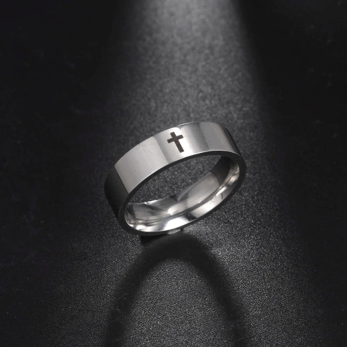 STAINLESS STEEL CROSS RING