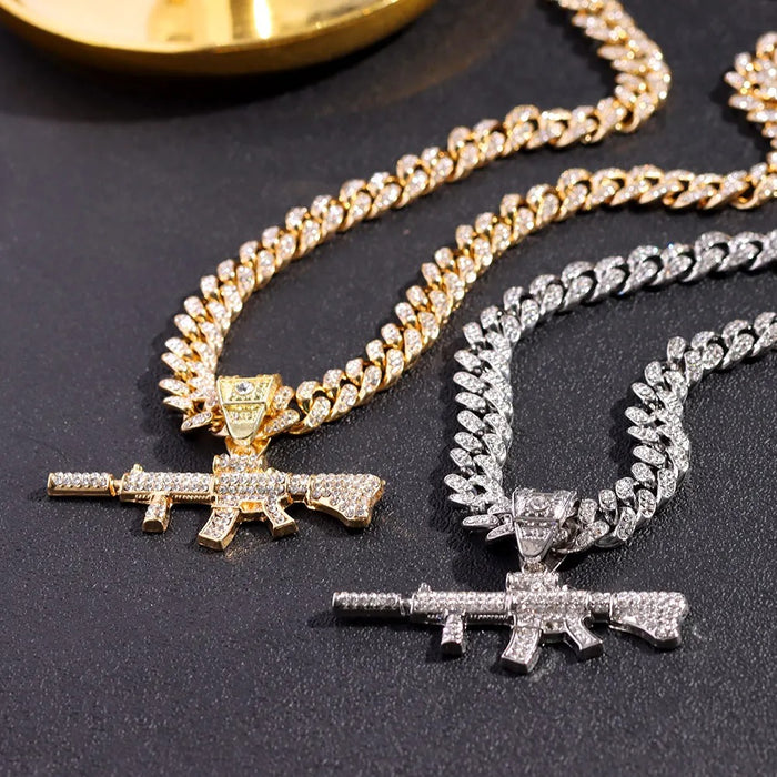 GUN PENDANT WITH CUBAN CHAIN