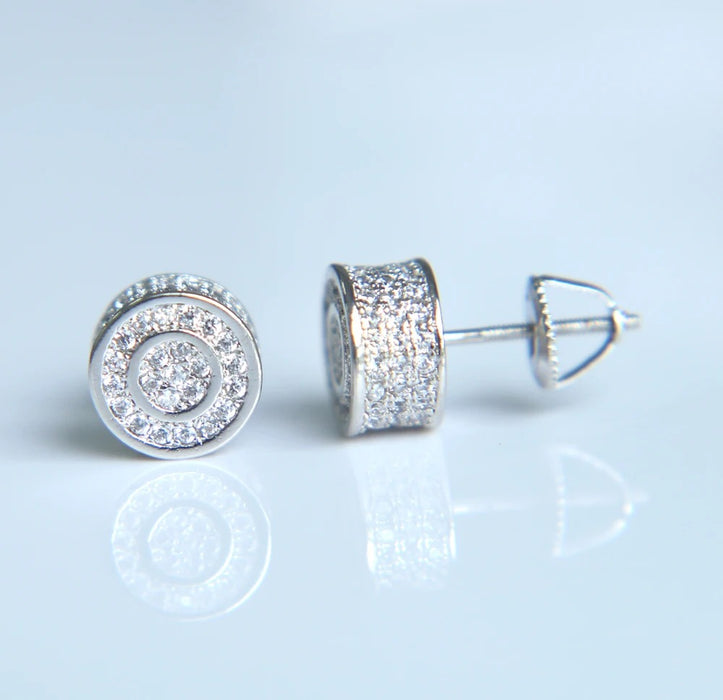 DIAMOND ICED CIRCLE STUD EARRINGS