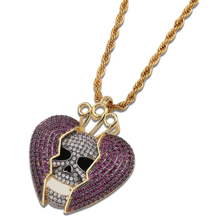 Broken Heart Skull Pendants