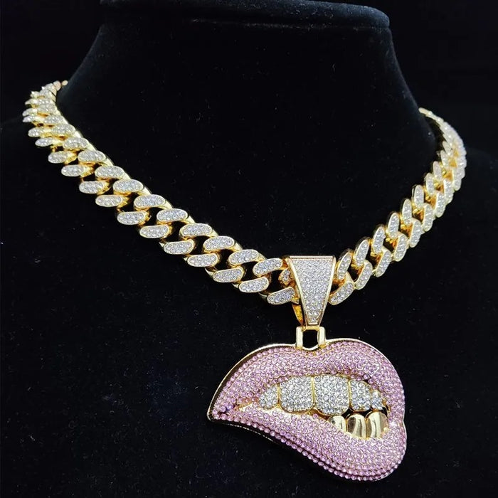 Pink Biting Lip Pendant