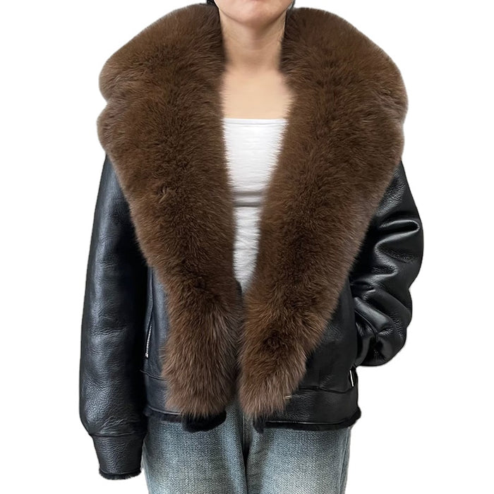 FOX FUR LEATHER JACKET