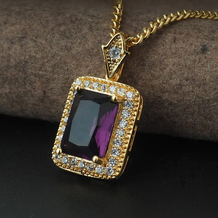 SQUARE GEMSTONE PENDANT CHAIN