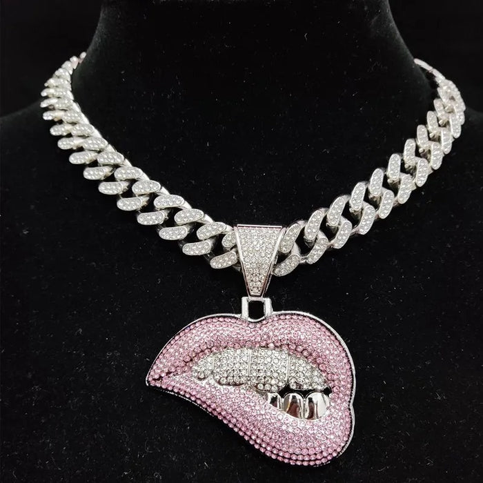 Pink Biting Lip Pendant