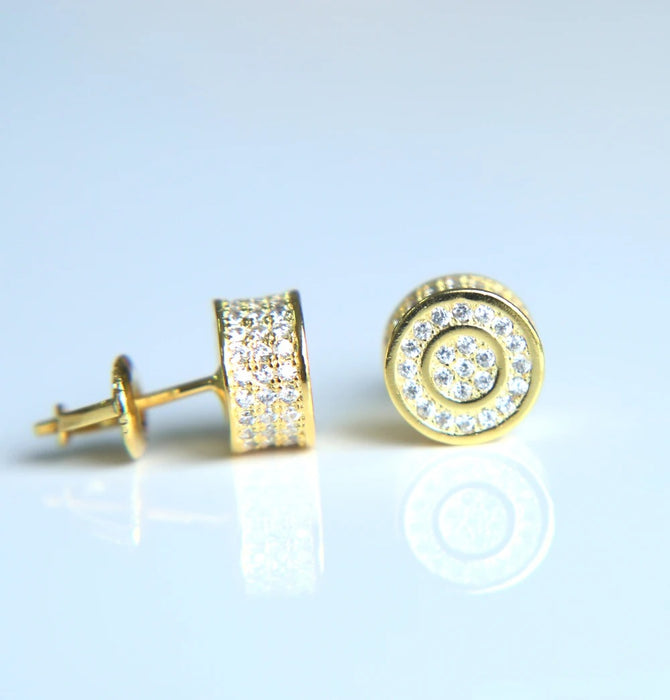 DIAMOND ICED CIRCLE STUD EARRINGS