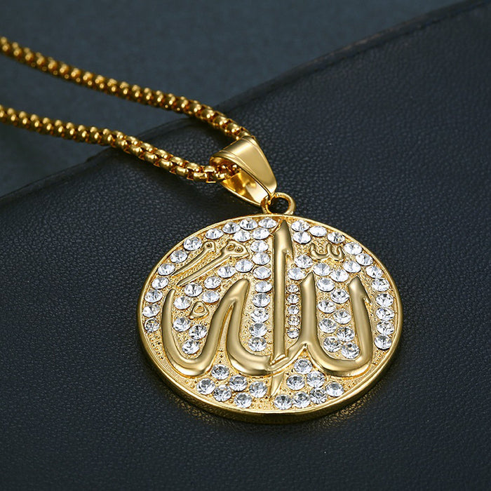 14K Crystal Diamond Allah Pendant